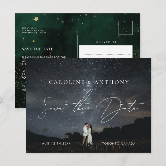 Foto Emerald Green Black Magic Postkarte (Vorne/Hinten)