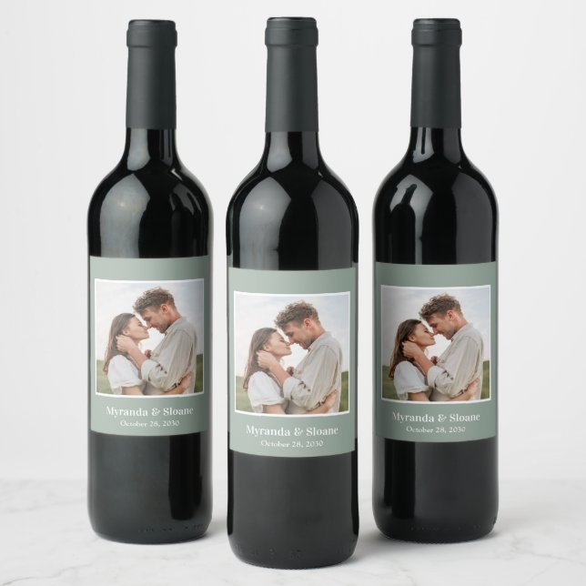 Foto Engagement Partei Eukalyptus Weinkarte Weinetikett (Flaschen)