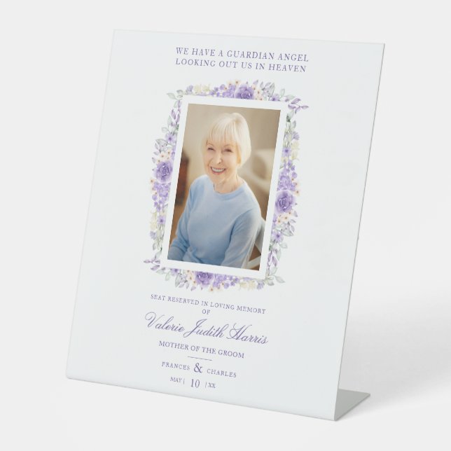 Foto Erinnerung Hochzeit lieben Lila Schatten Sockelschild (Vorderseite)