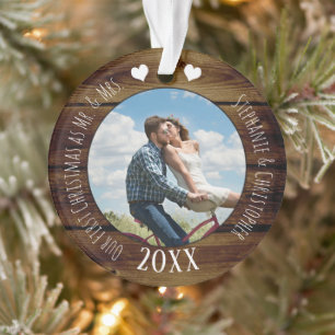 Foto Erste Weihnachten als Mr. & Mrs. Newlywed Vin Ornament