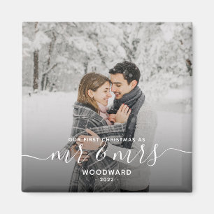 Foto Erstes Weihnachten Verheiratet White Schrift Magnet