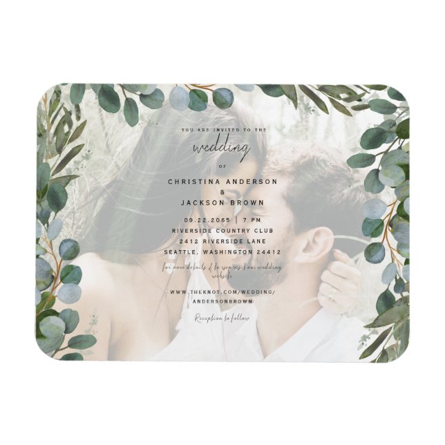 Foto Eucalyptus Wedding Einladung Magnet (Horizontal)