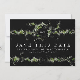 Foto Eucalyptus Wreath Monogram Premium Black Save The Date