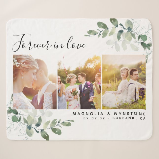 Foto Eukalyptus ewig in der Liebe Hochzeit Sherpadecke (Vorderseite (Horizontal))