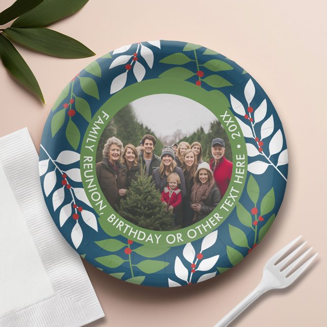 Foto - Eukalyptus - Grenze - Rot-Blau-Grün-Familie Pappteller (Custom Paper Plate)
