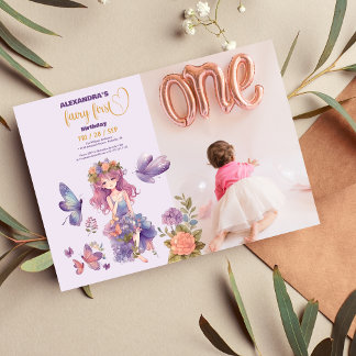 Foto Fairy Erster verzauberter Wald 1. Geburtstag Einladung