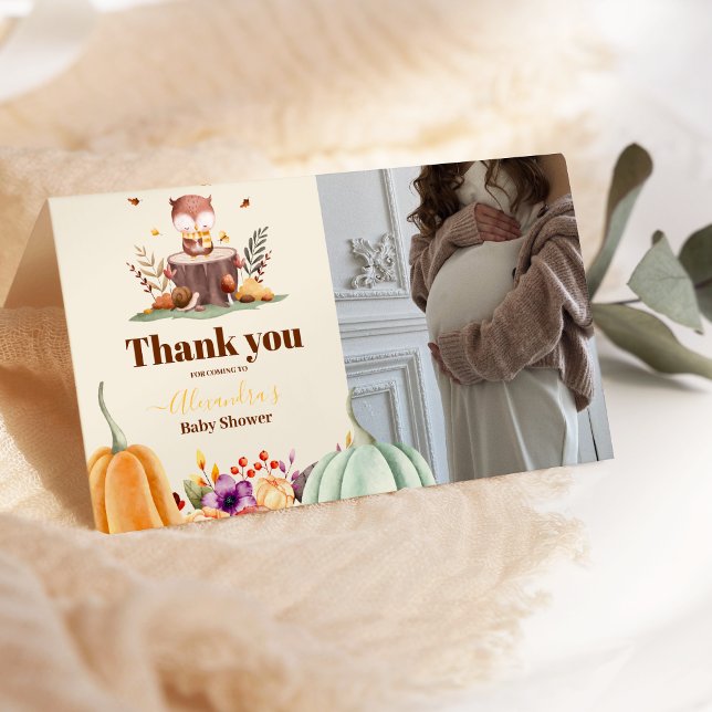 Foto fällt in Liebe Baby Woodland Babydusche Dankeskarte (Von Creator hochgeladen)