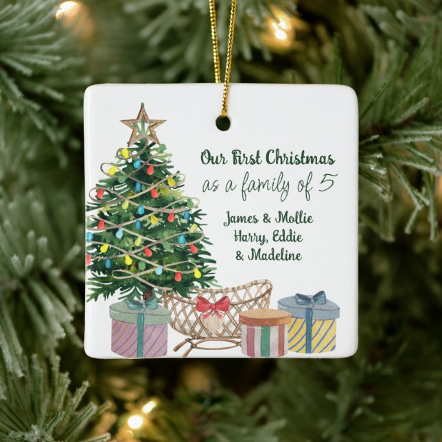 Foto Familie beliebiger Anzahl Weihnachtsbaum und  Keramikornament (Baum)