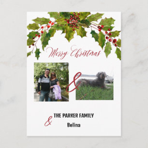 Foto Familie mit Hund Weihnachts-Postkarte Postkarte
