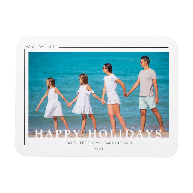 Foto-Familie mit schlichtem Weihnachtsgeschmack Magnet (Horizontal)