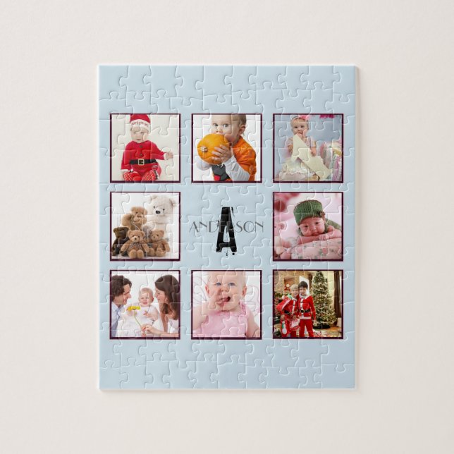 Foto Familie Puzzle 9 Bilder Personalisiert Monogr (Vertikal)