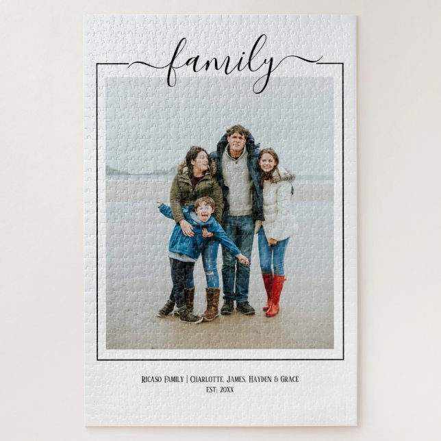 Foto Familie Typografie einzigartig personalisiert (Vertikal)