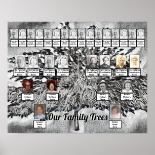 Foto Familienbaum auf der Digital Art in Schwarz u Poster