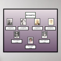 Foto Familienbaum Schwarze Grenze auf Lila Ebene