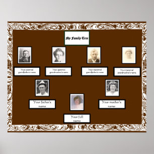 Foto Familienbaum Weiße, wirbelnde Grenze auf Brau Poster