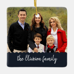 Foto Familienname Doppelseitige Weihnachtsansicht  Keramikornament