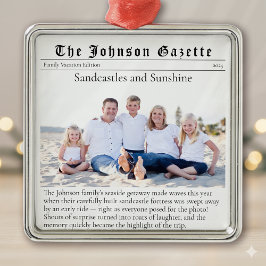 Foto Familienurlaub Zeitung halten Ornament Aus Metall