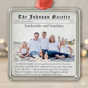 Foto Familienurlaub Zeitung halten Ornament Aus Metall