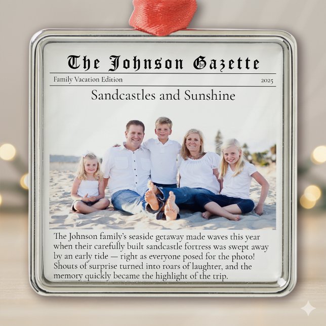 Foto Familienurlaub Zeitung halten Ornament Aus Metall (Von Creator hochgeladen)