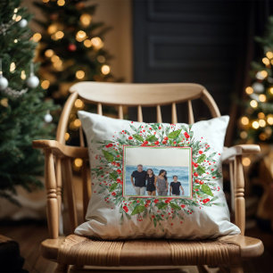 Foto Familienweihnachten Grün Rot Kissen