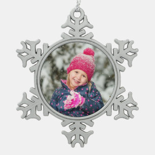 Foto Familienweihnachten Schneeflocken Zinn-Ornament