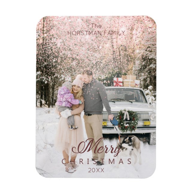 Foto Family Raffinierte Glitzer Weihnachten Magnet (Vertikal)