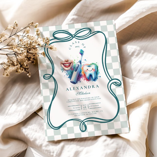 Foto Farbenfrohe Wasserfarben Zahnarzt Abschluss Einladung (Von Creator hochgeladen)