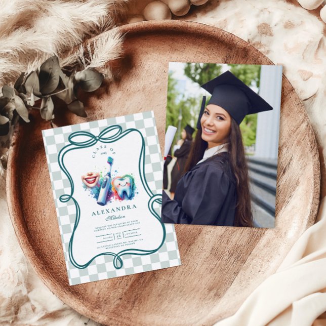 Foto Farbenfrohe Wasserfarben Zahnarzt Abschluss Einladung (Von Creator hochgeladen)