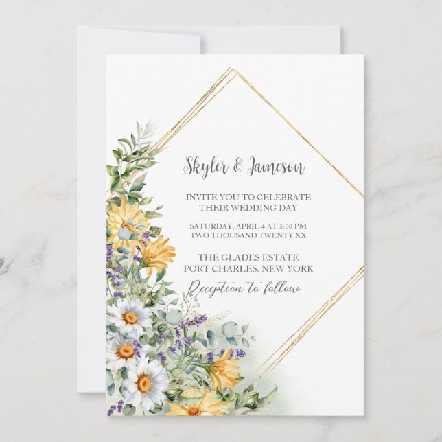 Foto Farbige Wildblume QR Code Hochzeit Einladung (Vorderseite)