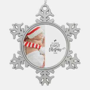 Foto-Feiertag des Babys erster Weihnachts Schneeflocken Zinn-Ornament