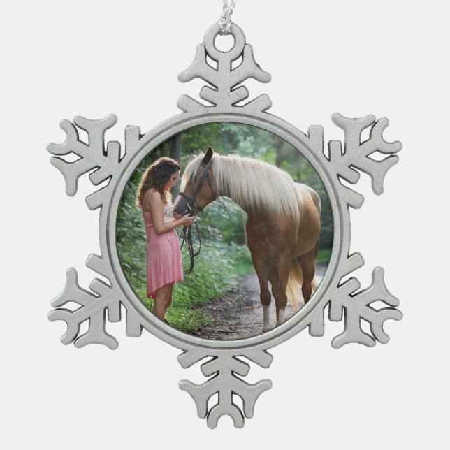 Foto fertig schneeflocken Zinn-Ornament (Vorderseite)