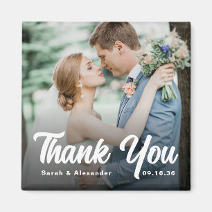 Foto Fett Schrift Weiß Danke Hochzeit Magnet