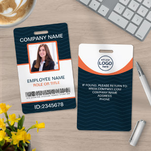 Foto Firmenmitarbeiter Barcode Blau Orange Ausweis