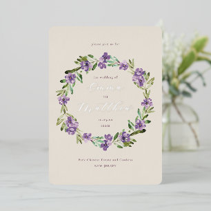 Foto Flieder Lila Botanischer Kranz Hochzeit Folieneinladung