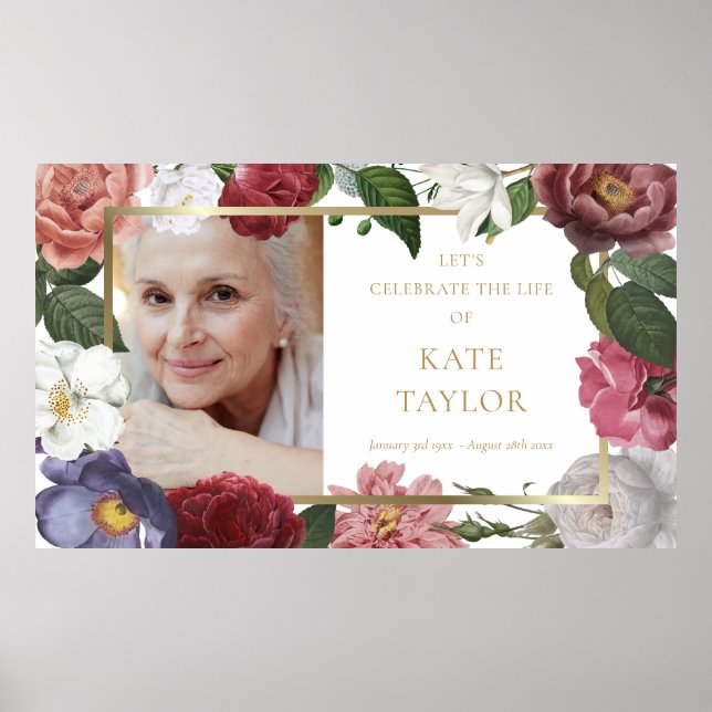 Foto Floral Beerdigung Memorial Service SIgn Poster (Vorne)