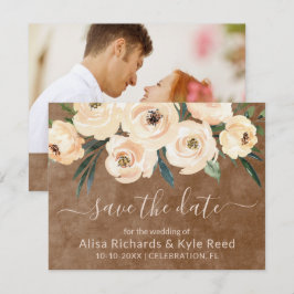 Foto Floral Beige Gold Brown Save the Date Ankündigung