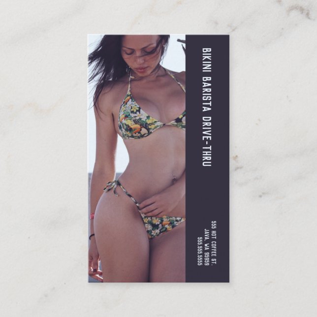 Foto Floral Bikini Barista Treuekarte (Vorderseite)