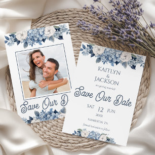 Foto Floral Blue Hydrangea Hochzeit speichern das  Einladung