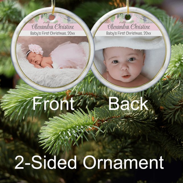 Foto Floral Doppelseitig 2 Picture Baby First Keramik Ornament (Von Creator hochgeladen)