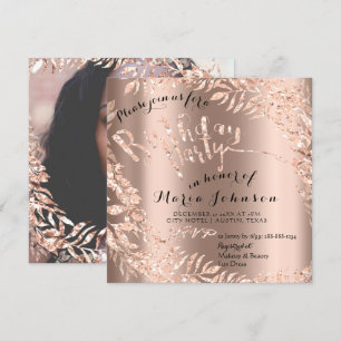 Foto Floral Gerahmte Rose Gold Royal Einladung