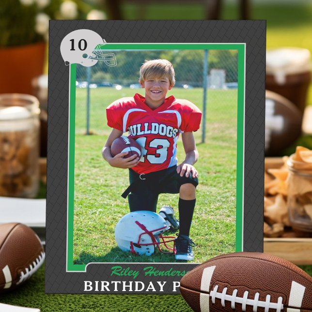 Foto Football Trading Card Geburtstagsparty Einladung (boys football birthday party invitations)