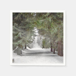 Foto "Forest Road Snow Pine Tree" Serviette