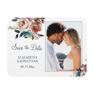 Foto Formal Dusty Blue Wine Burgundy Floral Magnet