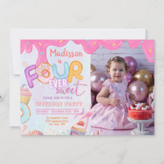 Foto Fourever Sweet Girl 4. Geburtstag Einladung