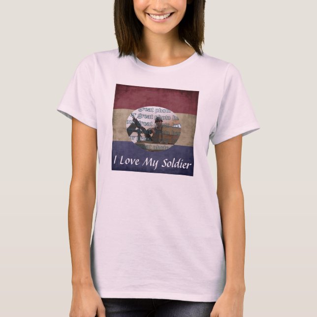 Foto Frame I Liebe Eigenes Foto für meinen Soldate T-Shirt (Vorderseite)