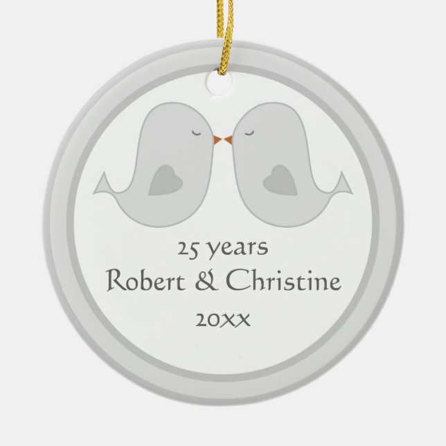 Foto Frame Lovebirds Jahrestag Keramikornament (Vorne)