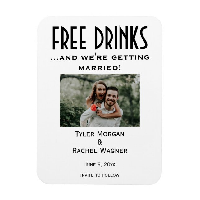 Foto "Free Drinks" Speichern Sie die Daten Magnet (Vertikal)