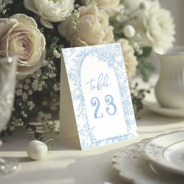 Foto French Toile Blue und White Floral Wedding Tischaufsteller