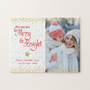 Foto Frohe Festliche Schrift Gold Glitter Rot Weih