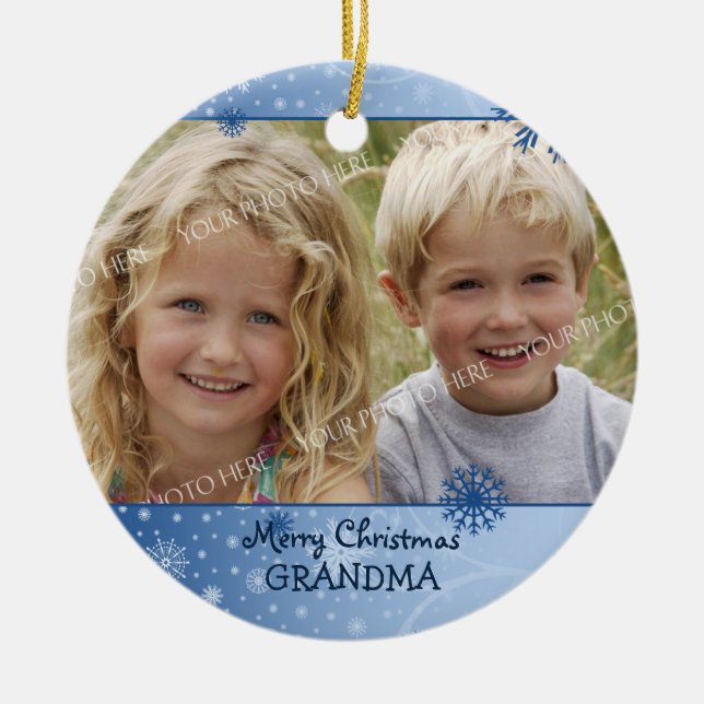 Foto-frohe Weihnacht-Großmutter-Verzierung Keramik Ornament (Vorne)